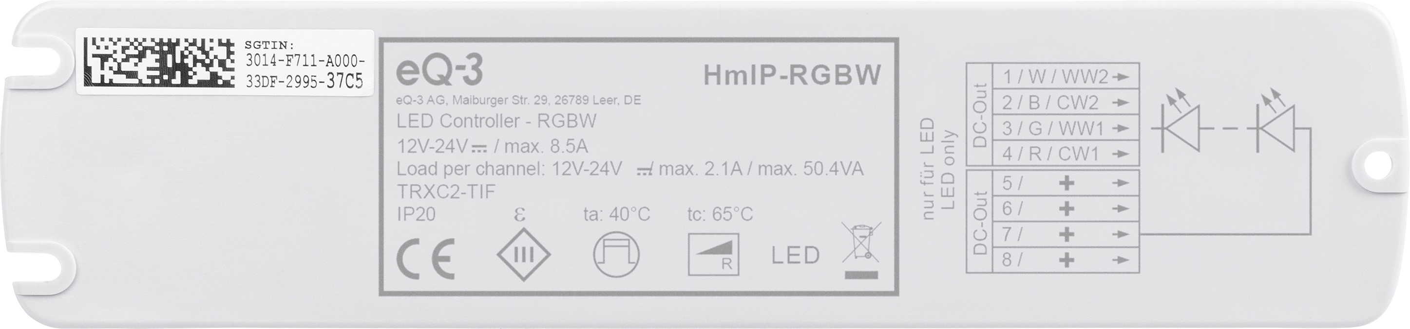 619543-6_HmIP-RGBW-Controller_H jpg - Produktbild Rückseite 619543-6_HmIP-RGBW-Controller_H jpg - Produktbild Rückseite